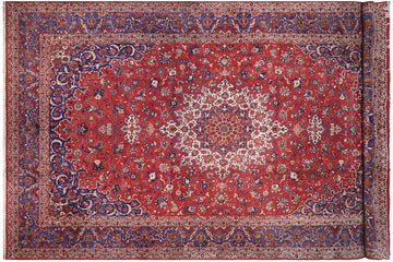 handmade Traditional Isfhan Red Blue Hand Knotted RECTANGLE 100% Wool Pile area rug 15x24
